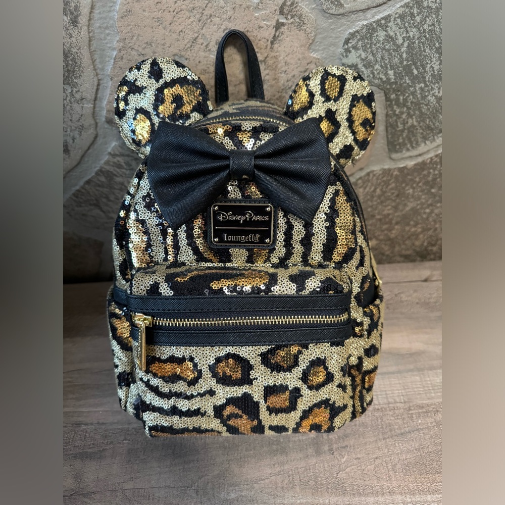 Brand New Disney Parks Loungefly Backpack Animal Kingdom Leopard Print Sequin